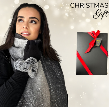 Pachete si seturi cadou femei - Cadoul perfect de Craciun set 2in1 cu manusi si esarfa eleganta 22499.BLK01 SHINE