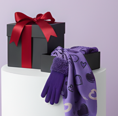 Cadoul perfect de Crăciun - set 2in1 cu manusi si esarfa femei 2228.03 mov [1]