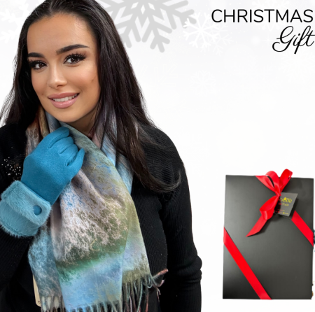 Pachete si seturi cadou femei - Cadoul perfect de Craciun set 2in1 cu manusi si esarfa foarte groasa si calduroasa 2523.07.02