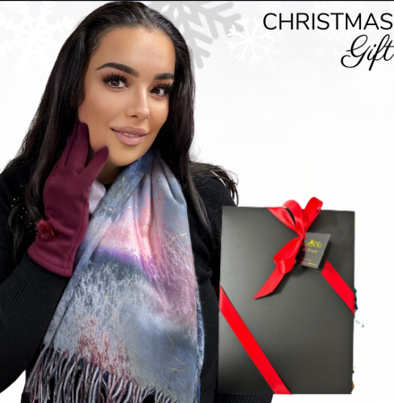 Pachete si seturi cadou femei - Cadoul perfect de Craciun set 2in1 cu manusi si esarfa foarte groasa si calduroasa 2523.07.04