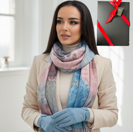 Cadoul perfect de Craciun set 2in1 cu manusi si esarfa foarte groasa si calduroasa 2523.07.06