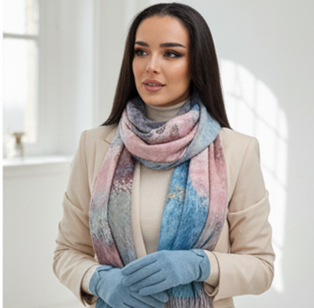 Cadoul perfect de Craciun set 2in1 cu manusi si esarfa foarte groasa si calduroasa 2523.07.06 [2]