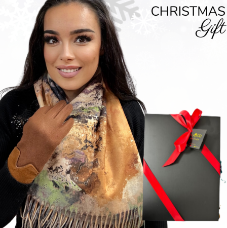 Pachete si seturi cadou femei - Cadoul perfect de Craciun set 2in1 cu manusi si esarfa groasa si calduroasa 25613.03