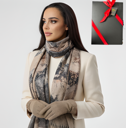 Pachete si seturi cadou femei - Cadoul perfect de Craciun set 2in1 cu manusi si esarfa groasa si calduroasa 25613.06