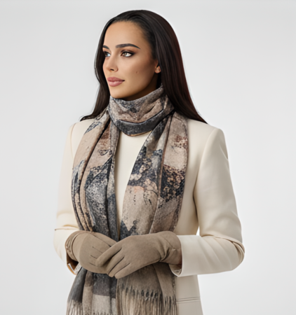 Cadoul perfect de Craciun set 2in1 cu manusi si esarfa groasa si calduroasa 25613.06 [3]