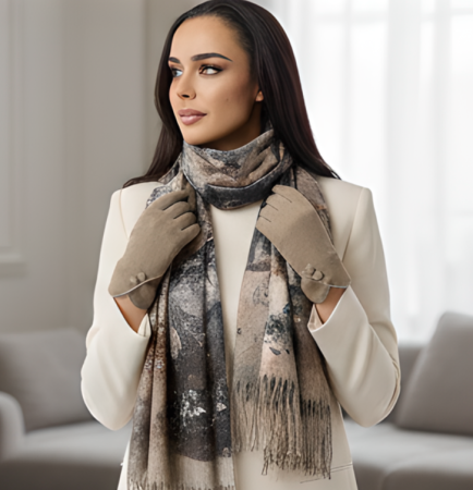 Cadoul perfect de Craciun set 2in1 cu manusi si esarfa groasa si calduroasa 25613.06 [2]