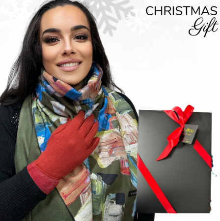 Pachete si seturi cadou femei - Cadoul perfect de Craciun set 2in1 cu manusi si esarfa calduroasa 25613.10