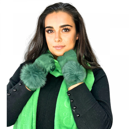 Cadoul perfect de Crăciun - set 2in1 cu manusi si esarfa pentru femei, 7528 verde [1]