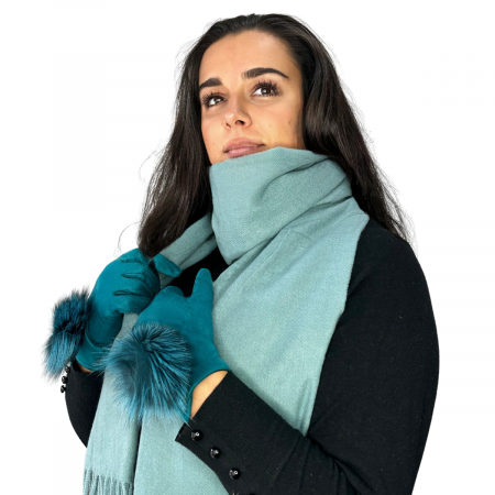 Cadoul perfect de Crăciun - set 2in1 cu manusi si esarfa pentru femei, 1-5701 turquaz [1]