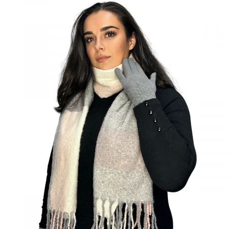 Cadoul perfect de Crăciun - set 2in1 cu manusi si esarfa pentru femei 5592 gri [1]