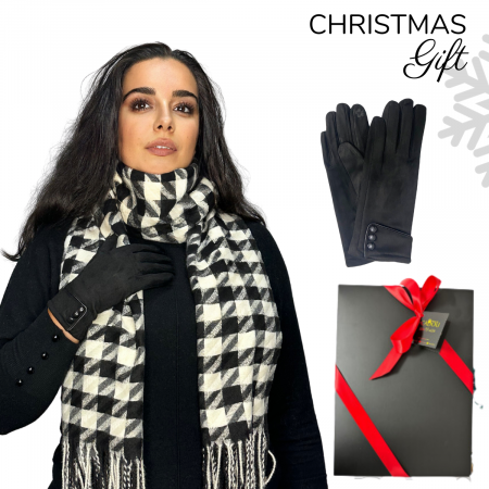 Cadoul perfect de Crăciun - set 2in1 cu manusi si esarfa pentru femei,S-2391.01 negru [2]