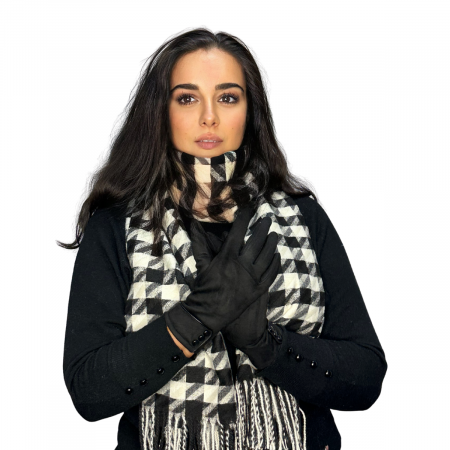 Cadoul perfect de Crăciun - set 2in1 cu manusi si esarfa pentru femei,S-2391.01 negru [1]