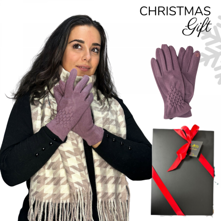 Cadoul perfect de Crăciun - set 2in1 cu manusi si esarfa pentru femei,S-2391.02 plamaniu [0]