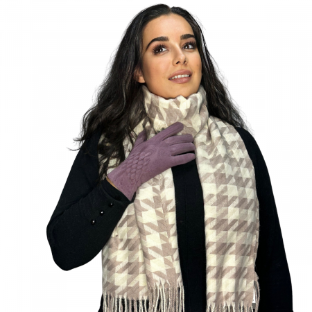 Cadoul perfect de Crăciun - set 2in1 cu manusi si esarfa pentru femei,S-2391.02 plamaniu [1]