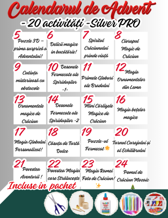 Calendarul de advent cu  20 activități copii SilverBoxPRO extra - Cadou perfect de Craciun [2]