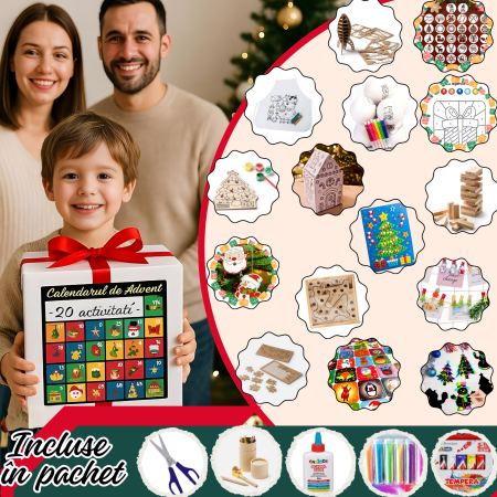 Cadouri copii bebelusi 0+ - Calendarul de advent cu  20 activități copii SilverBoxPRO extra - Cadou perfect de Craciun