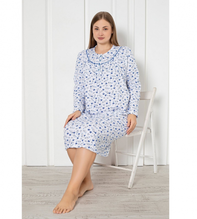 Pijamale de dama groase - Camasa de noapte serie mare  battal Material Bumbac, Lux, BERF1137-1