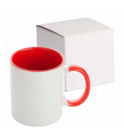 Cadouri personalizate - Cana maner interior rosu + cutie individuala  350ml (11oz)