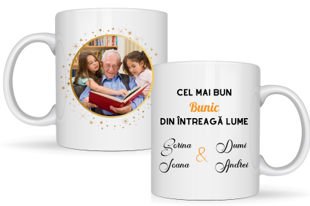 Cadouri aniversare - Cana personalizata cu poza si text pentru cel mai bun bunic CPF115_15