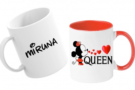 Cadouri pentru Mama - Cana personalizata cu poza si text pentru cuplu Valentines day as QUEEN CVD1117