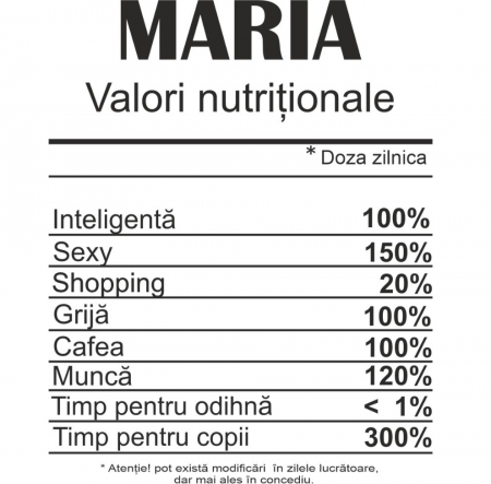 Cană personalizată Valoare nutritionala Maria SFM1003 [3]