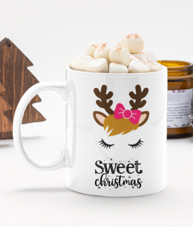 Cadouri aniversare - Mini cană pentru copii personalizată cu text sau poza preferată cu tematică de Crăciun  Happy Rudolf AST20850