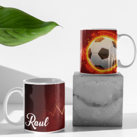 Cadouri pentru Tata - Cană personalizată fotbal cu poză și nume sau text CPF10008