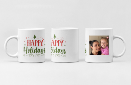 Cană personalizata - model cu Happy Holidays si poza, tematica de Craciun [2]