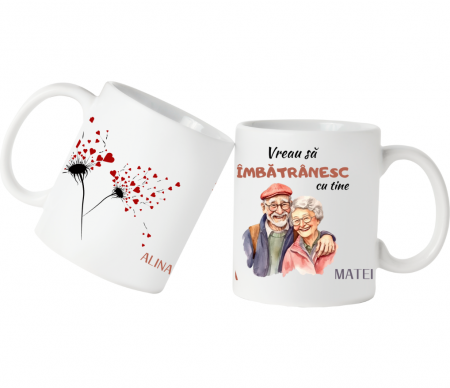 Cadouri pentru Bunici - Cana personalizata pentru cuplu Vreau sa imbatranesc cu tine CFB1003
