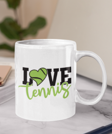 Cadouri pentru sportivi - Cana personalizată pentru iubitoarele de tenis I Love Tenis  CTNS50002