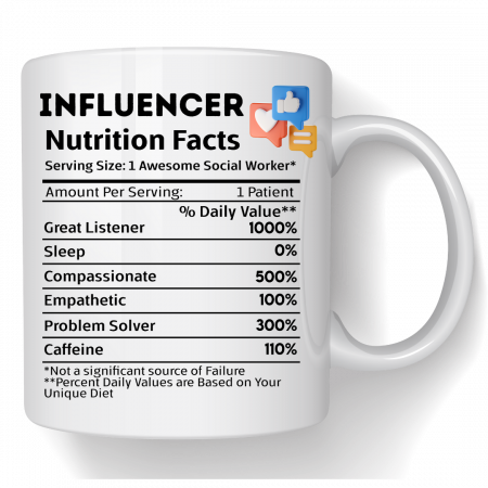 Cadouri pentru profesori sau absolventi - Cană personalizată Valoare nutritionala Influencer SFM1008