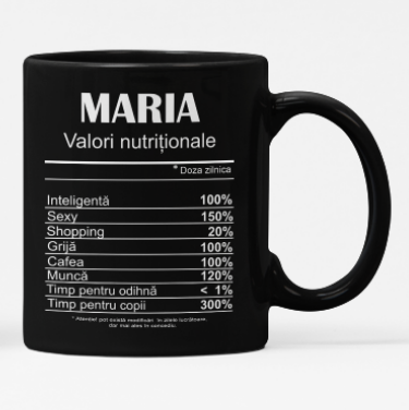 Cană personalizată Valoare nutritionala Maria SFM1004 Cană personalizată Valoare nutritionala Maria SFM1004