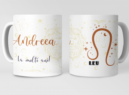 Cadouri aniversare - Cana zodiac LEU personalizata cu text poze sau mesaj CLEU119