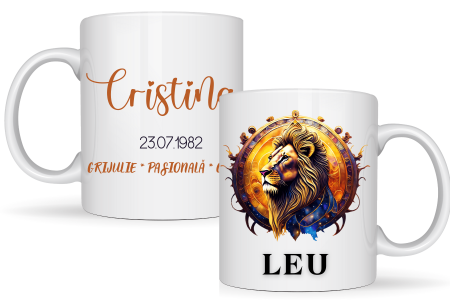 Cadouri aniversare - Cana zodiac LEU personalizata cu text poze sau mesaj LEU116