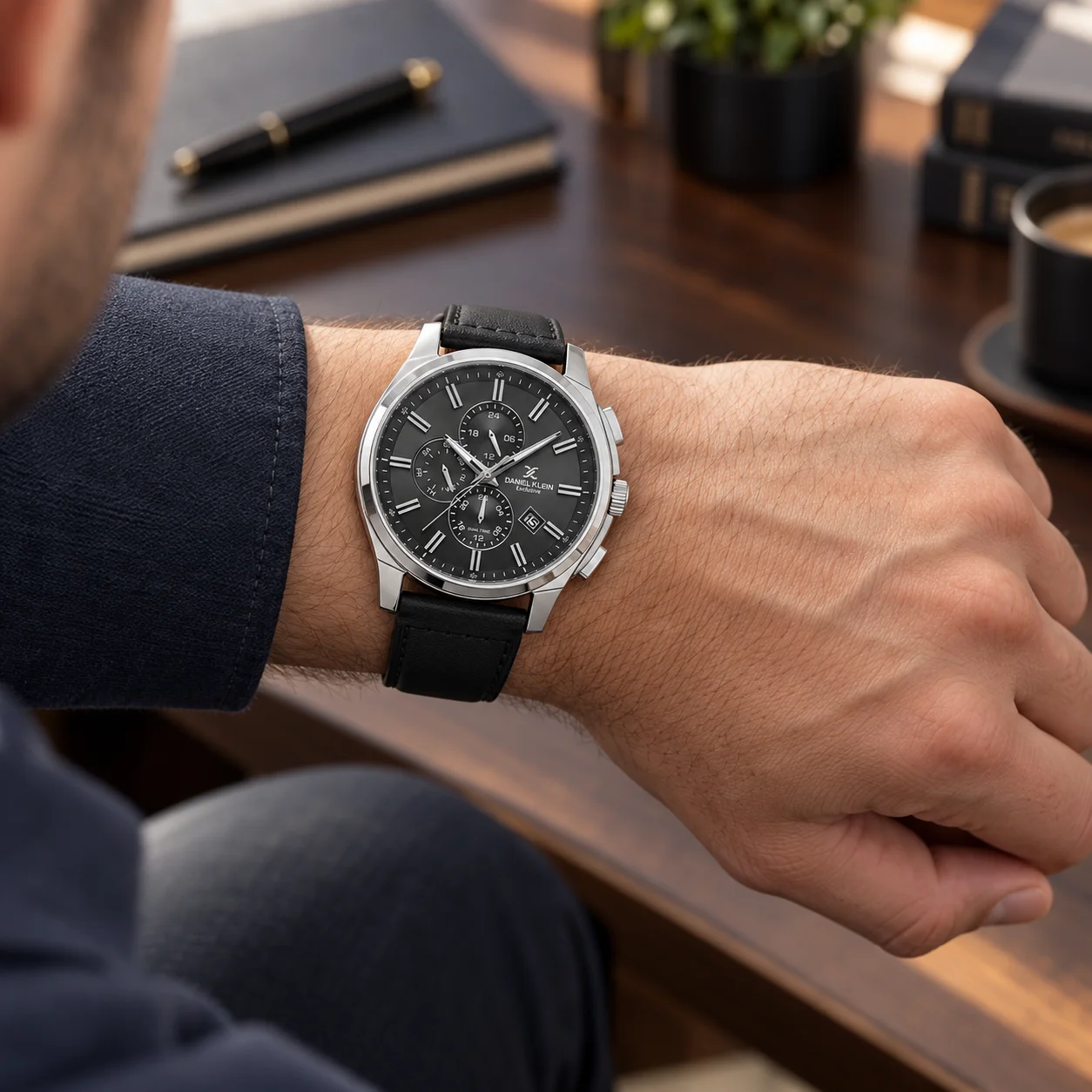 Ceas barbatesc Daniel Klein Exclusive DK.1.14349-1, quartz, dual time, negru [2]
