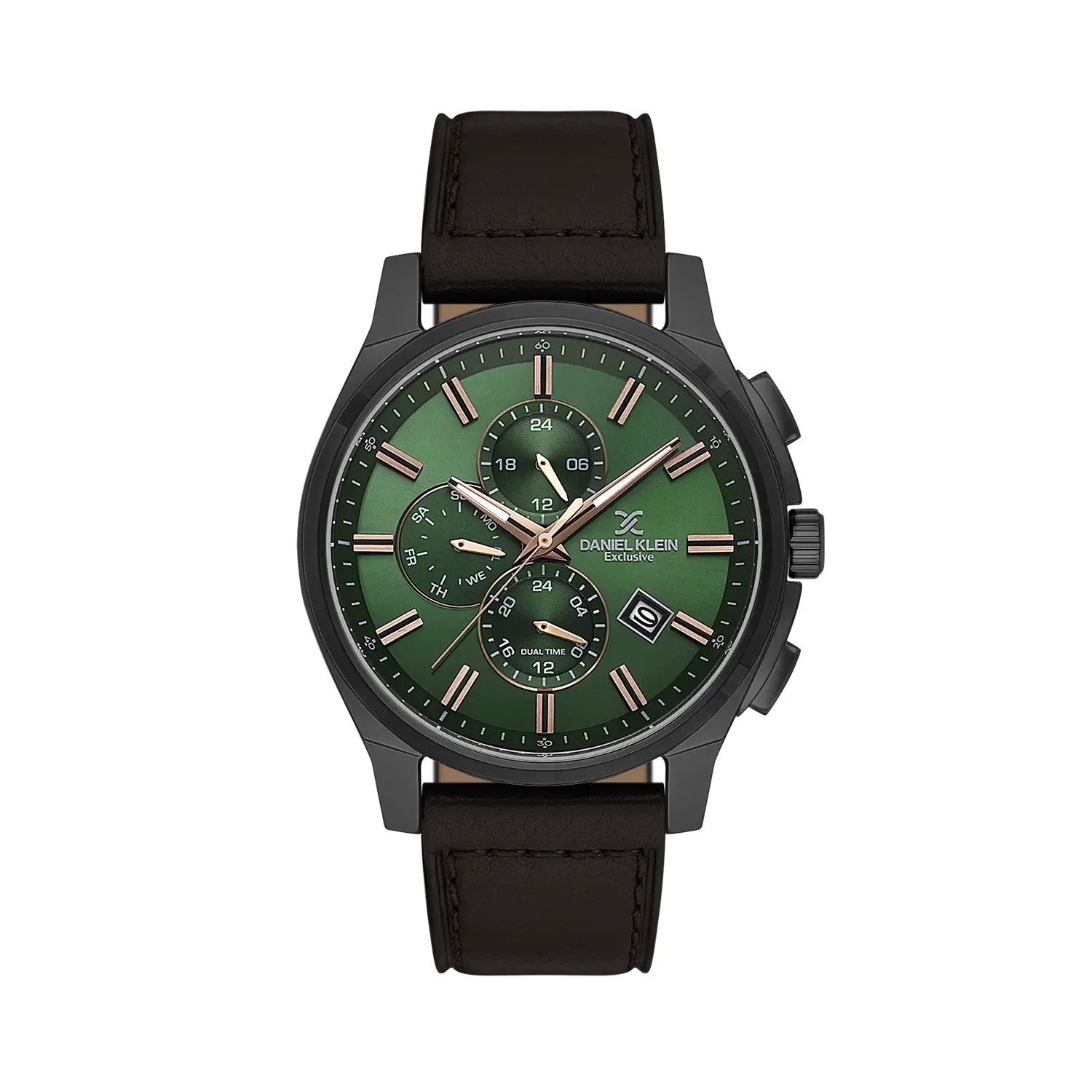 Ceasuri si Ochelari - Ceas barbatesc Daniel Klein Exclusive DK.1.14349-6, cadran verde, curea maro