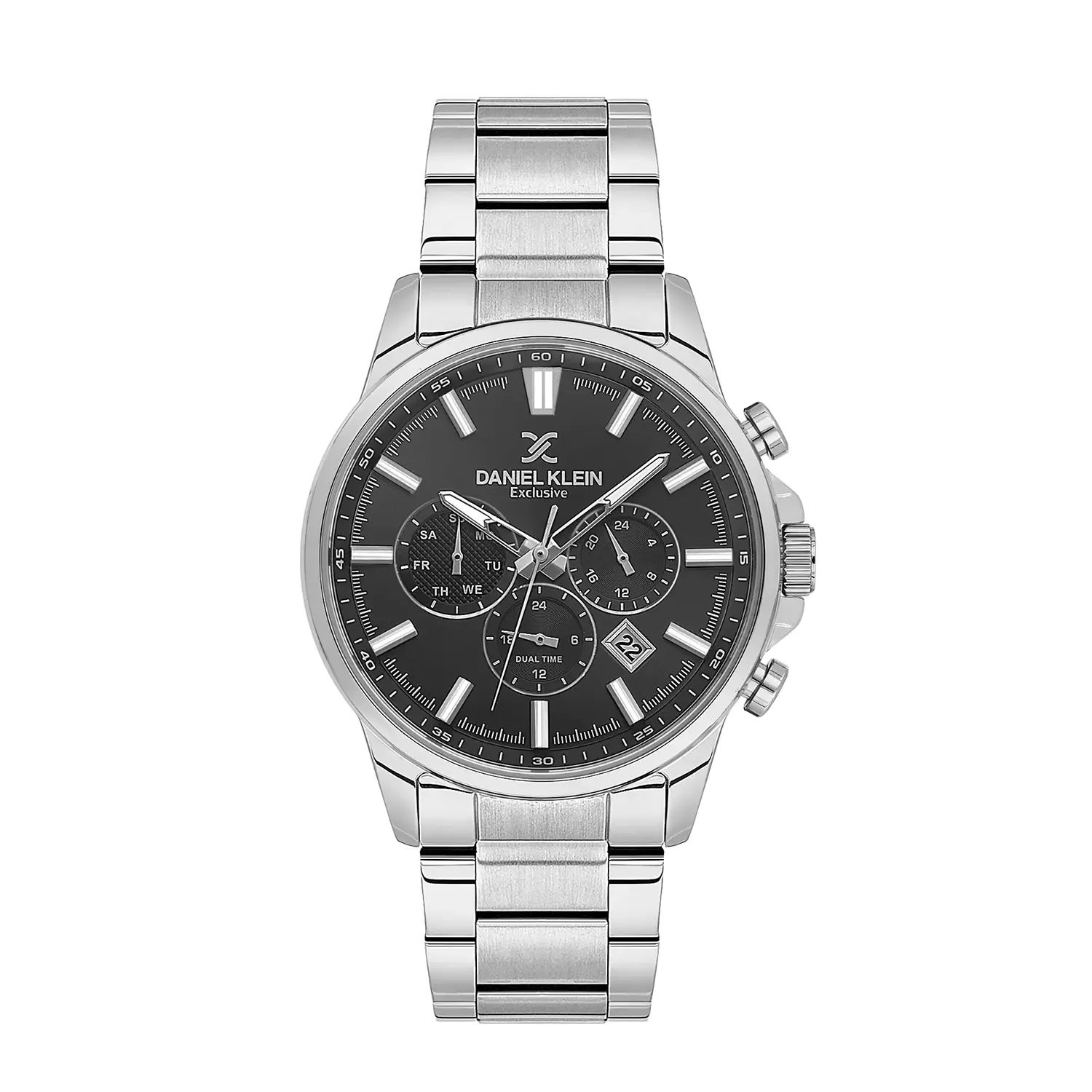 Ceasuri si Ochelari - Ceas barbatesc Daniel Klein Exclusive DK.6.14440-2, quartz, dual time, argintiu