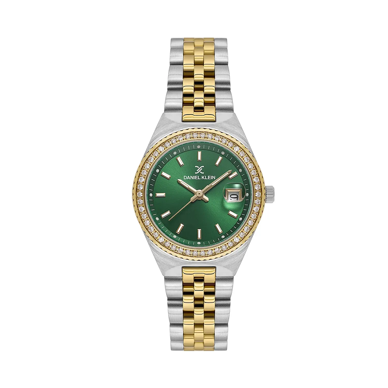 Ceasuri si Ochelari - Ceas dama Daniel Klein Premium DK.1.14304-4, cadran verde, bratara aurie si argintie