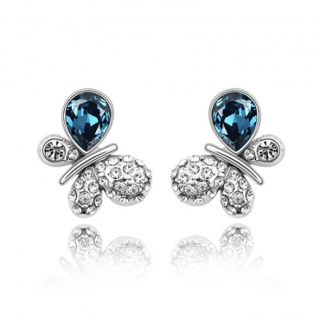 Cercei Butterfly BlueInk cu cristale, garantie 6 luni [0]