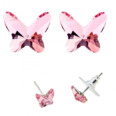 Bijuterii - Cercei HAPPY rose cu cristale rose, placati cu aur 18k