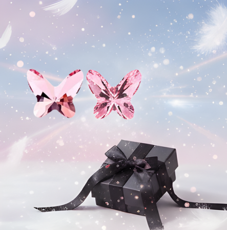 Cercei HAPPY rose cu cristale rose, placati cu aur 18k [3]