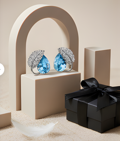 Cercei cu cristale - Cercei Leaves Highland cu cristale