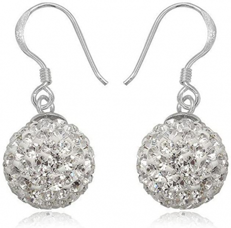 Fashion - Cercei SHAMBALA albi curgatori, cu cristale
