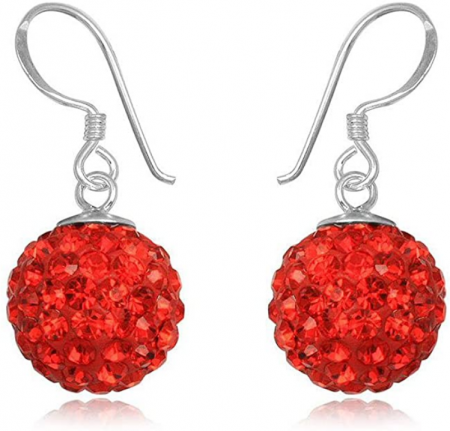 Fashion - Cercei SHAMBALA ROSU  curgatori, cu cristale