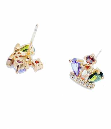 Cercei REGAL CROWN cu cristale multicolor, placati cu aur 18k [1]