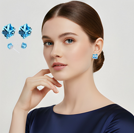 Cercei cu cristale - Cercei WATER CUBE Highland cu Cristale – Eleganță Modernă și Strălucire Premium