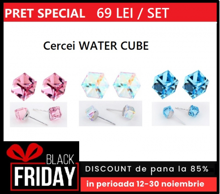 PACHET PROMO - SET 3 Cercei WATER CUBE cu cristale [0]