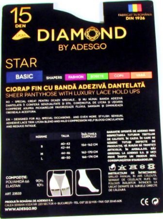 Ciorap star negru, Diamond by Adesgo, lycra, 15 DEN [3]