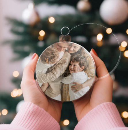 Glob personalizat cu insertie foto fata-verso rotund pentru brad Ø7cm [7]