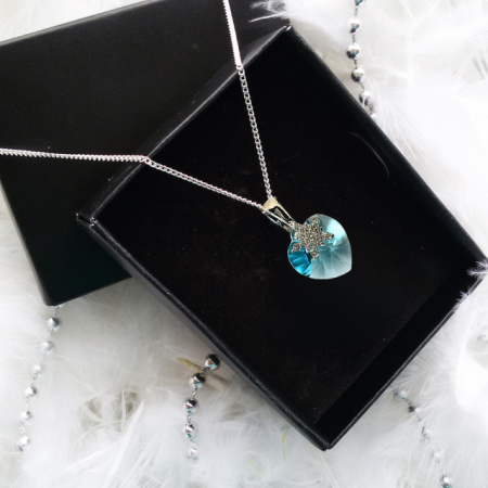 Colier BRIGHT LOVE bleo aquamarine cu elemente Swarovski, placat cu aur 18k [1]